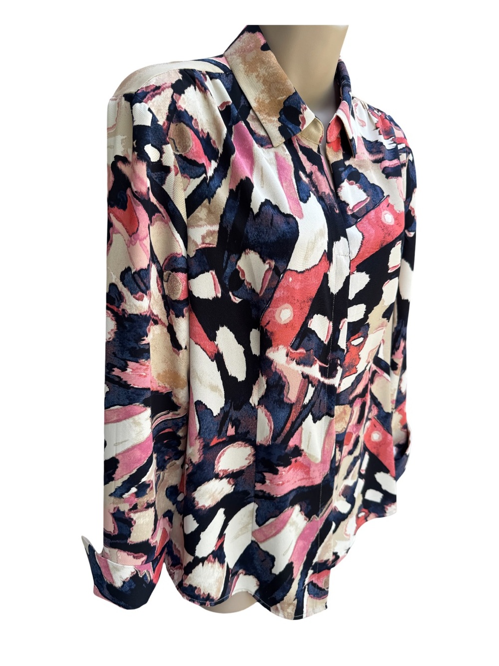 NIC + ZOE multi colored abstract poly blouse, Medium, - Picture 3 of 13